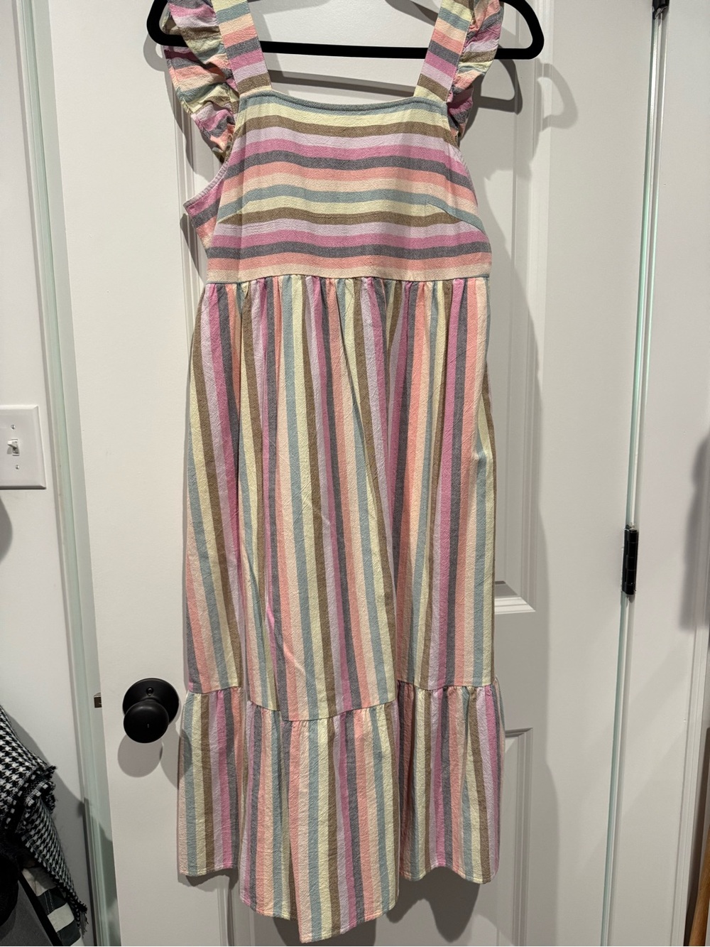Target Pastel Striped Ruffle-Strap Maxi Dress - Pink, Yellow, Green, Blue, Cream